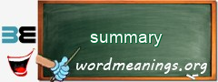 WordMeaning blackboard for summary